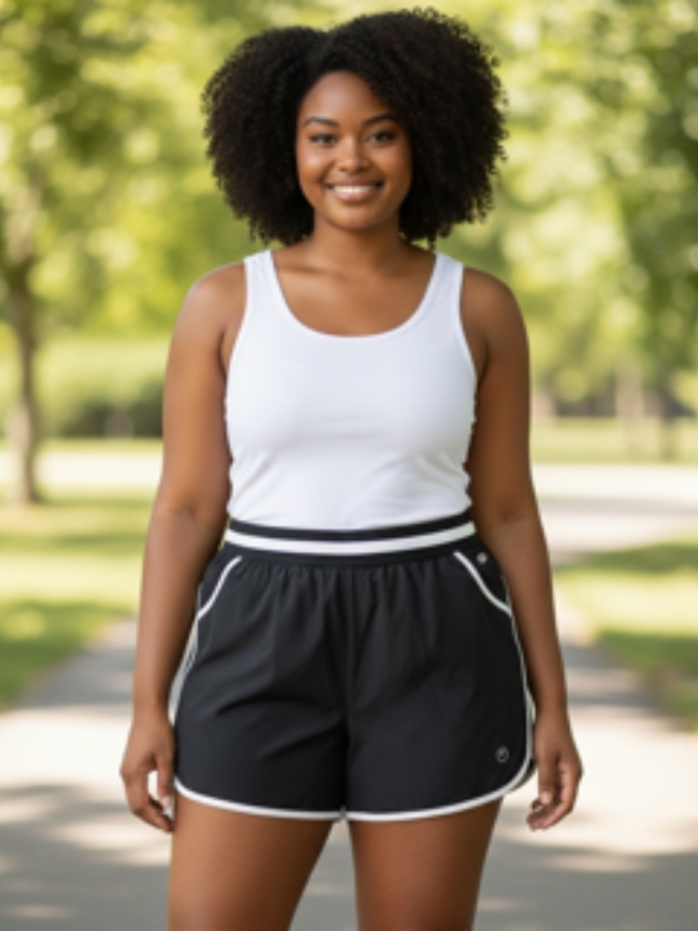 Livi Active Women's Black Athletic Shorts with White Trim Size 18/20